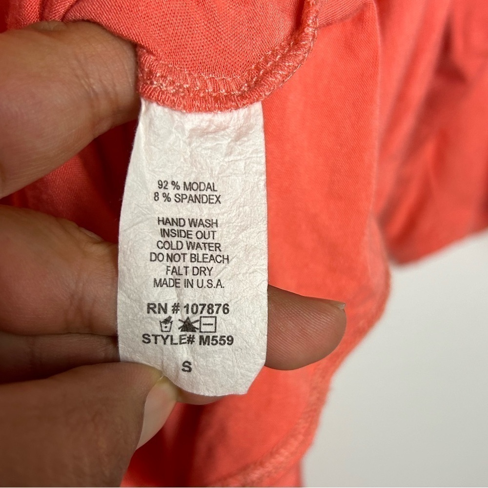 COMFY USA Modal Cotton Coral Long Sleeve Soft stretchy Hi-Low Blouse top Size S - Picture 6 of 9
